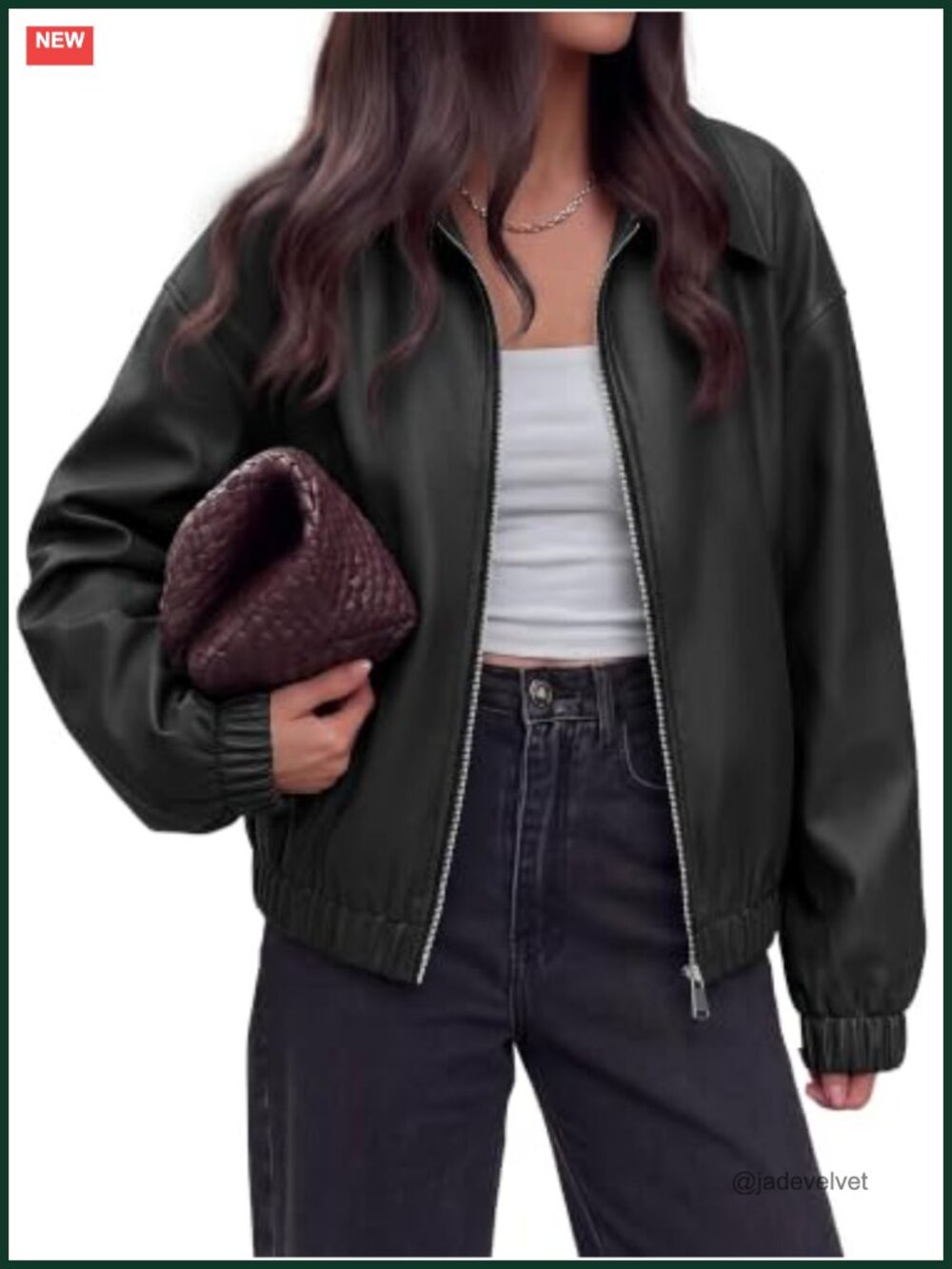 Faux Leather Jacket Women Oversized Zip Up Bomber Moto Coat